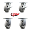 Service Caster 6 Inch Thermoplastic Caster Set with Ball Bearing 2 Brakes and 2 Rigid SCC SCC-35S620-TPRBF-SLB-2-R-2